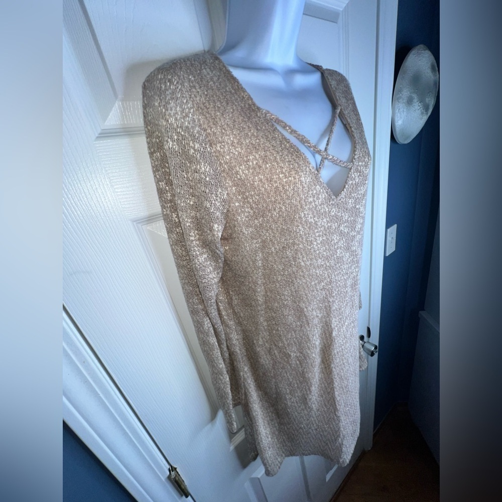 NWT Emory Park Womens Large Taupe Sara Cross Front Knit Sweater Tunic Dress L - Picture 11 of 13